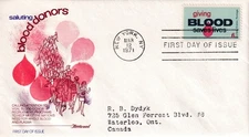 STAMP US SCOTT 1425 "Giving Blood Saves Lives" 6 CENT 1971 FDC - C