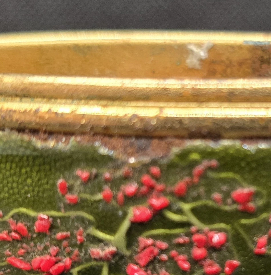 Juego de encendedor de mesa y cenicero Evans vintage latón esmalte flor de cerezo japonés Foto 4 de 4