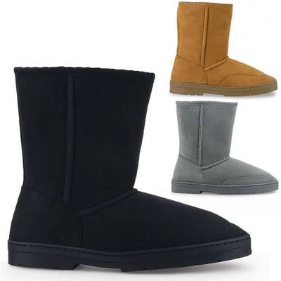 RIVERS Herren Slipper Kunst Wildleder Neu Warm Fell Kuschelig Winter Stiefeletten Hausschuhe Schuhe Größe