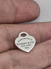Please Return To Tiffany  Co. Sterling Silver Medium Heart Tag Pendant Charm