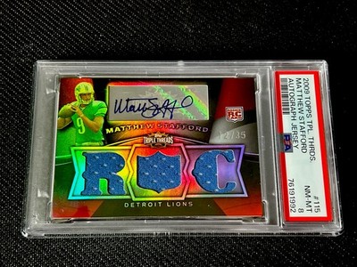Matthew Stafford 2009 Topps Triple Threads RPA RC #115 Auto Lions /35 PSA 8