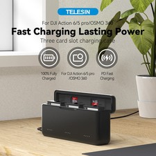 TELESIN Fast Charger For DJI OSMO Action 6/5pro Battery Charging Storage Box