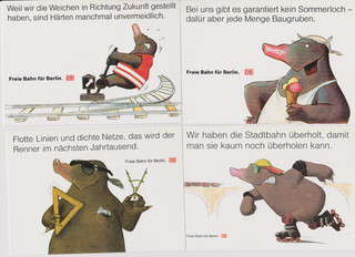 24 postcard Berlin Max Mole on the Deutsche Bahn line renovation in Berlin