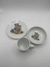 Vintage Takahashi Adorable Bear-Themed Porcelain Dish Set - Plate, Bowl and Mug