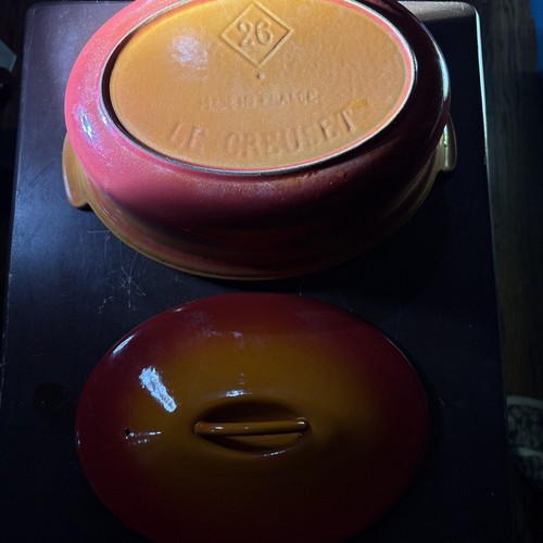 Le Creuset 26 Oval Orange Flame Casserole Dish Pan, Diamond France Rare Vintage - Picture 4 of 24