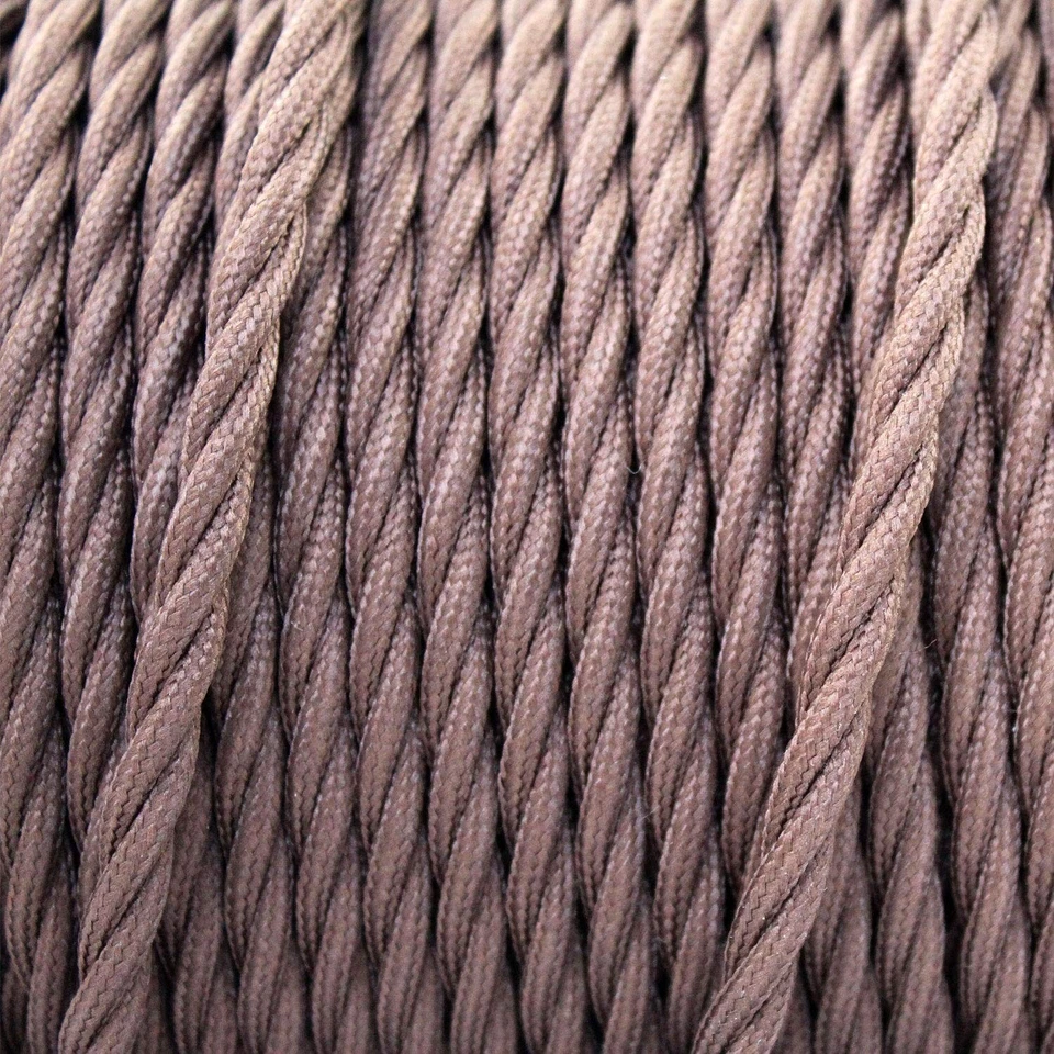 Cable Electrique tordu Textile Marron, Fil Electrique Tissu de 3 Mètres, 3 Condu - Photo 3/4