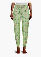 New Briefly Stated Ladies Rainbow Hearts Sleep Jogger W Pockets Great Gift!