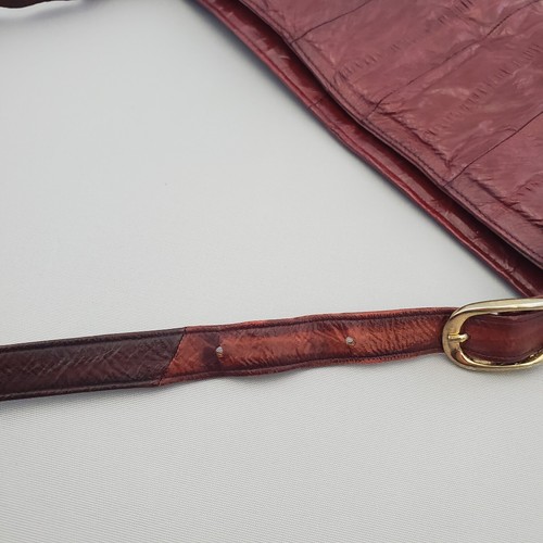 Bolso Bandolera Vintage Años 70 Piel de Anguila Cuero Rojo Sunco Cremallera Corea - Imagen 18 de 24
