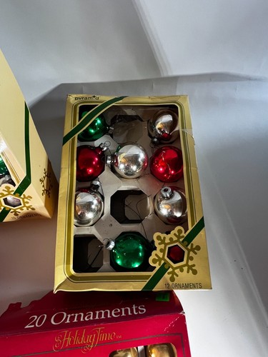 Vintage Weihnachtsschmuck Kugeln verpackt Coby Pyramide Rauch 5 Boxen Glas - Bild 6 von 17