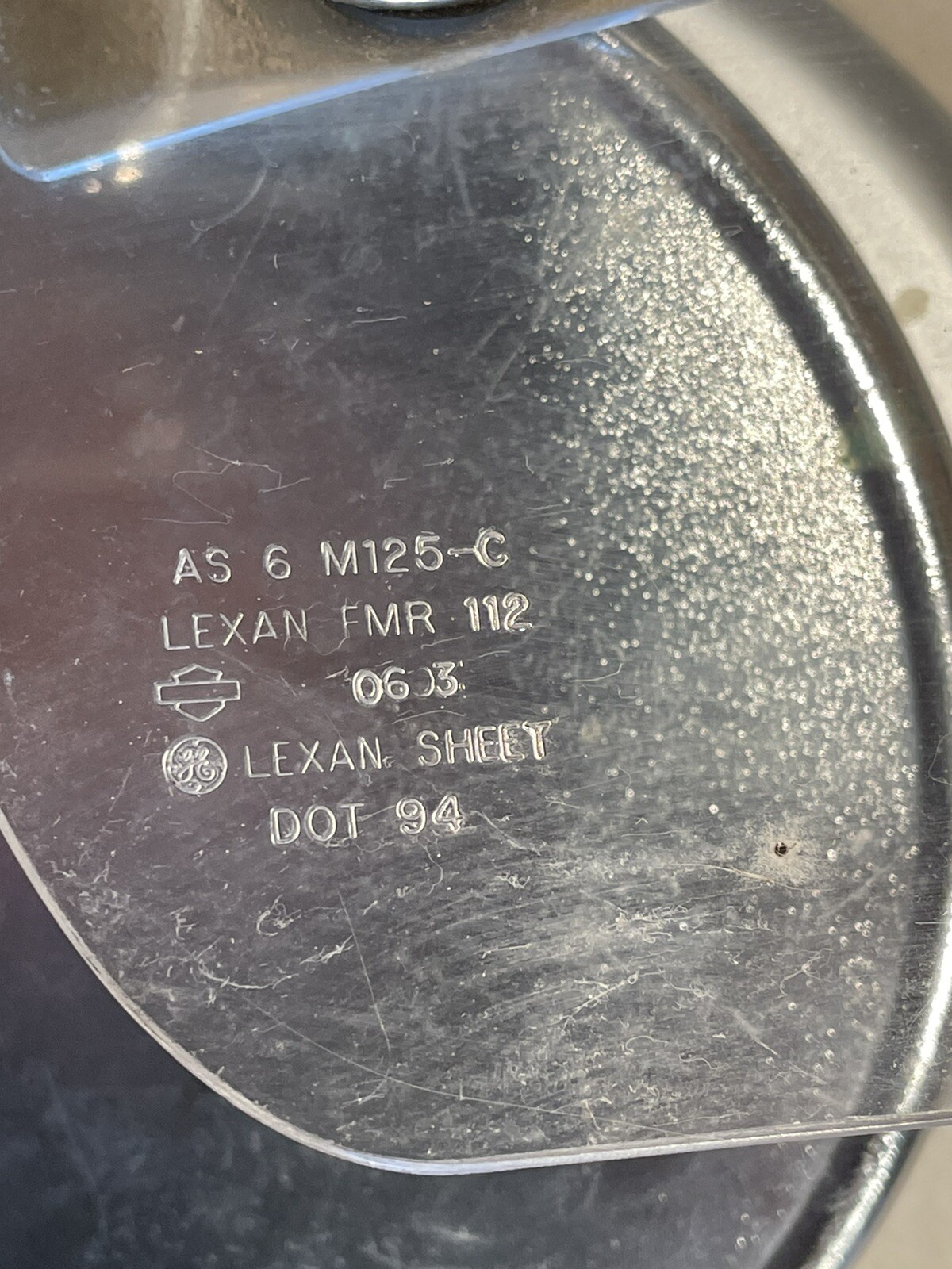 Harley Davidson Windshield AS 6 M125C LEXAN MFR 112 LEXAN SHEET DOT 94