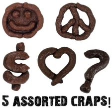 5 Realistic Odd Weird Shaped ~ Rubber Crap Poop Poo Turds ~ gag prank joke set