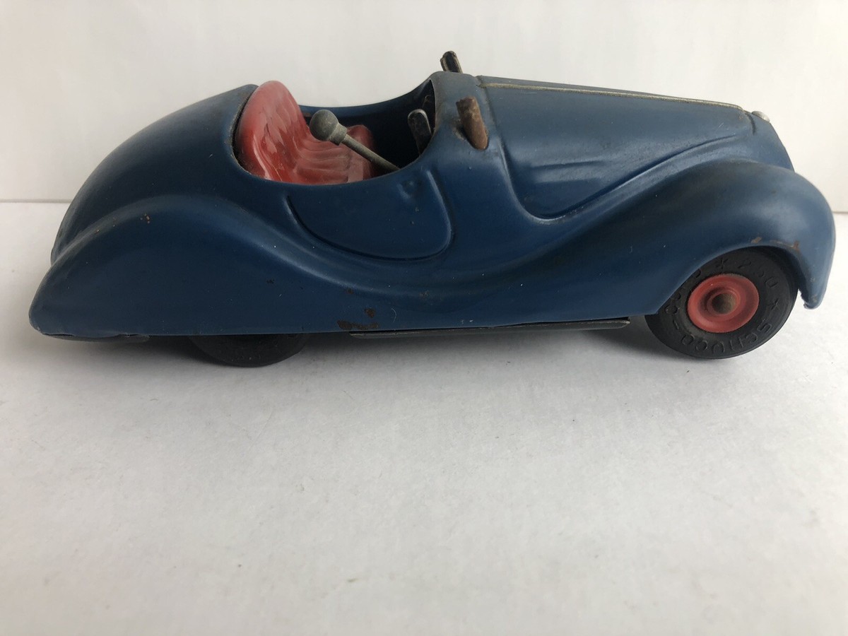 Vintage Schuco Examico 4001 Wind Up Blue Toy Car With Key Made in