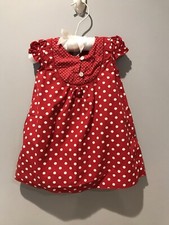 Old Navy Infant Girls Red Dress W/White Dots Size 6-12 Months Vintage