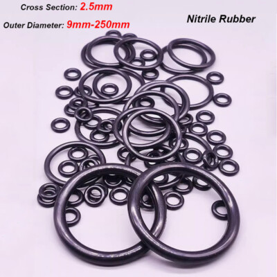 2.5mm Cross Section Black O-Ring NBR Nitrile Rubber 9mm-250mm OD Oil Seal Rings