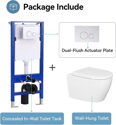 #ad Wall Hung Toilet with TankWall Mounted Toilet Combo Set with Dual Flush Plate $299.99