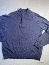 Weatherproof Vintage Mens Large Navy Blue 1/4 Zip Soft Touch Mock Neck Sweater