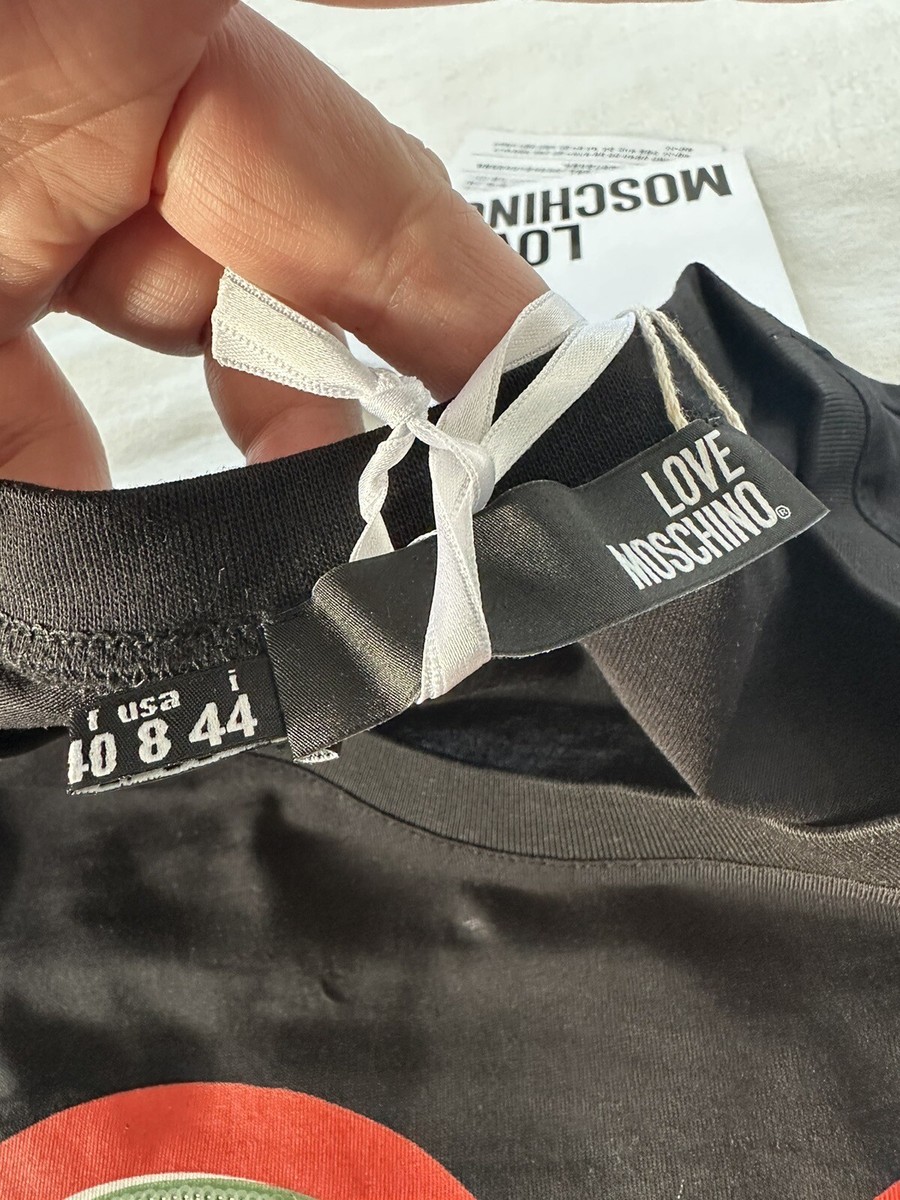 Love Moschino T Shirt Women's Size 8 Black Heart Sequins New Love Moschino T Shirt Women's Size 8 Black Heart Sequins New