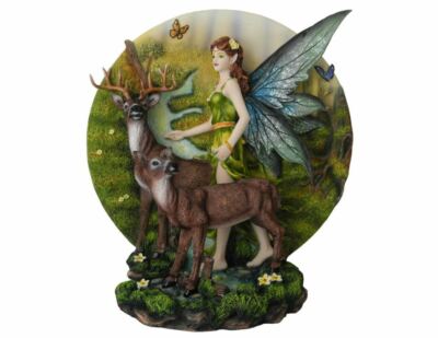 Große Fee und Waldgefährten Skulptur Statue Fabelwesen Ornament
