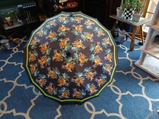 NEW Mackenzie-Childs Flower Market Black Seamless Designer Umbrella