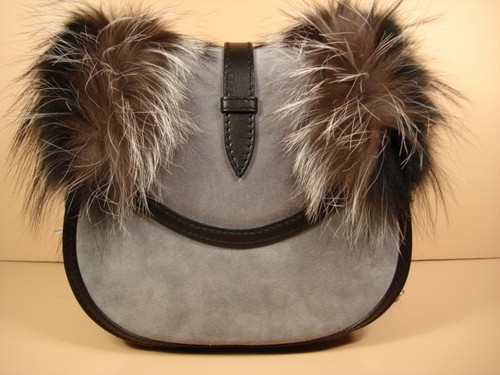 Alexander McQueen Skull Grey Suede Leather Fur Handbag Shoulder Bag Purse New - Picture 7 of 12