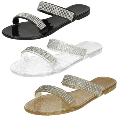 Damen-Pantolette Spot On mit zwei Riemen und Diamanten