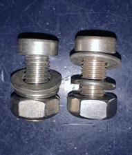 2 Sets: M10 x 25 Lo-Head SHCS Stainless Steel 2 Bolts, 2 Flat & 2 Lock Washers