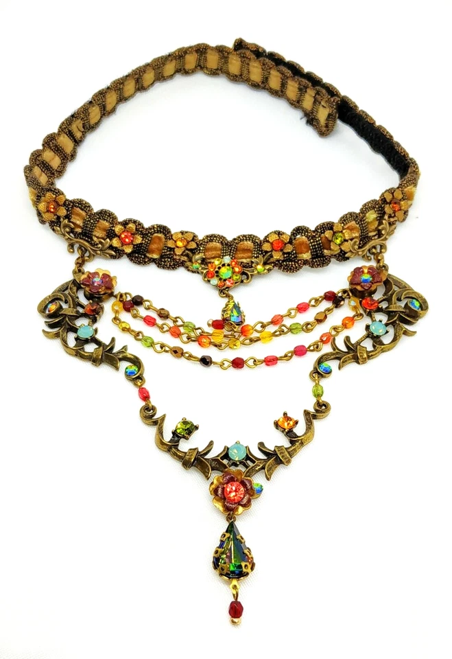 Gargantilla de tela de Michal Negrin cristales multicolores único. Foto 4 de 4