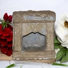 Antique Sand Stone Wall Arch Shelf Alcove Heavy Solid Original Old Hand Carved