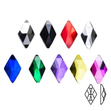 Rhombus 6x10mm Colorful Nail Art Rhinestones Non Hotfix Flat Back Glass Beads
