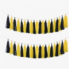 Buzzing Bee Party Decor Kit - 20pcs Yellow Black Tissue Paper Tel Garland for DI