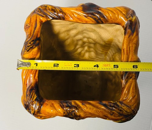Beautiful Original Vintage Majolica Grape and Vine Rectangular Tall Vase #AC-114 - Picture 9 of 15