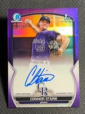2023 Bowman Chrome 1st PURPLE PROSPECT ROOKIE AUTO Connor Staine 220/250