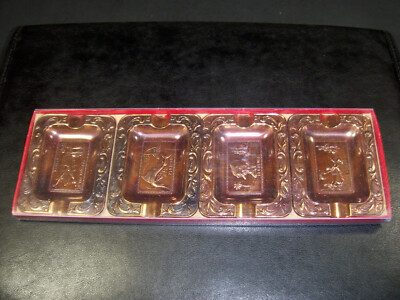 Vntg New 4 Bahamas Souvenir Ash Trays Copper Finsh Nassau Fishing