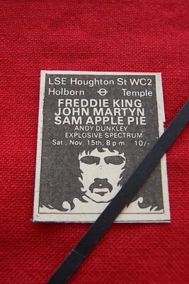 FREDDIE KING JOHN MARTYN 1969 ORIGINAL VINTAGE GIG ADVERT LSE HOLBORN LONDON