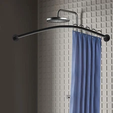 Adjustable Curved Shower Curtain Rod Stainless Steel Bathrooms Bath Pole Rail