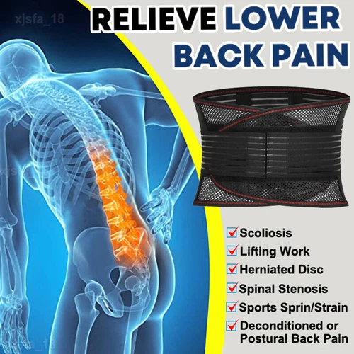 Back Support Brace Lower Back Pain with 4 Stays Belt Relief Breathable Air Mesh - Picture 5 of 28