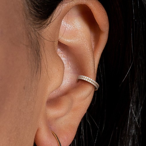 Piercing Creole Orecchio In Titanio E Zirconi - Decorazione Esterna -