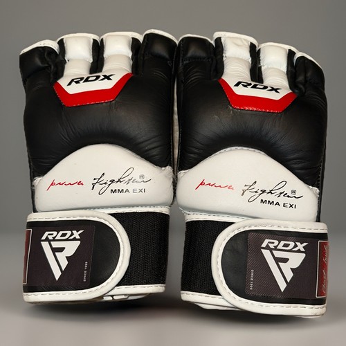 RDX T3 Leather MMA EXI Open-Finger Grappling Gloves Black/White Size XL