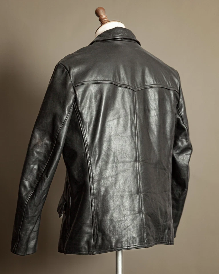 Chaqueta de Patrulla de Policía de Cuero Alemán de los años 70 - Mediana (42) Foto 4 de 4