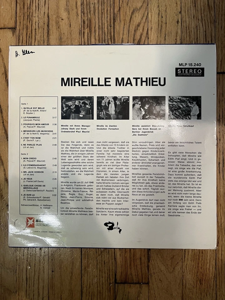 Mireille Mathieu Stern Musik Vinyl LP - Image 4 of 4
