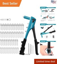 Heavy-Duty Rivet Gun Kit with 80 Metal Rivets  4 Drill Bits for Professionals
