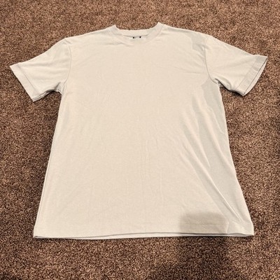 FSBN Men's Gray Solid Crew Neck Relaxed Fit Short Sleeve T-Shirt Size L
