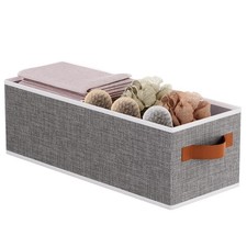 1 PCS Gray Fabric Foldable Long Clothes Storage Bin Basket 15x6x5 Inch Box