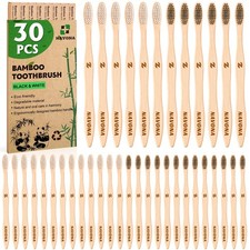 Eco Friendly Bamboo Toothbrushes 30 Pack Medium Bristles Biodegradable Set NEW