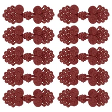 10 Pairs Chinese Knots Frog Buttons Closure Dark Red Sewing Buttons Fasteners...