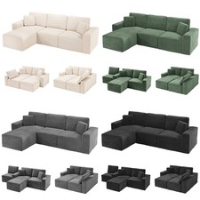 100" L Shaped Corduroy Cloud Couches with Chaise Comfy Sectional Boneless Sofas