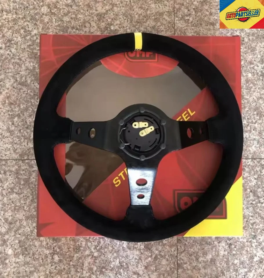 VOLANTE A CALICE SPORTIVO OMP UNIVERSALE 350MM IN PELLE SCAMOSCIATA STILE RALLY - Immagine 4 di 4