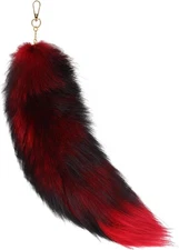Fluffy Real Fox Fur Tail Keychain Tassel Bag Cosplay toy Handbag Red 