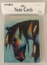 8 Leanin Tree Cards Blank Inside,  COLORFUL HORSE, FEATHERS, Native American