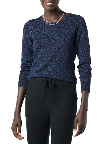 Amazon Essentials Damen Langarm-Pullover Marineblau Gepard-image
